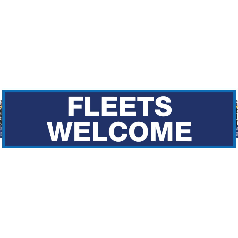 2' x 8' FullSpeed Automotive Blue Fleets Welcome Mesh Bay Banner (single-sided)