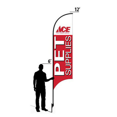 12' Ace Hardware Red Pet Supplies AdverSail Flag