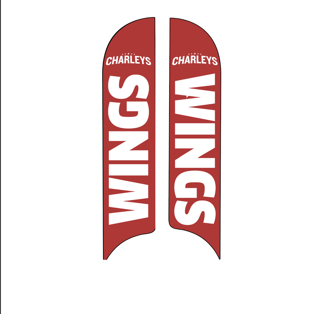 15' Charleys Philly Steaks Red Wings Double Sided AdverSail Flag